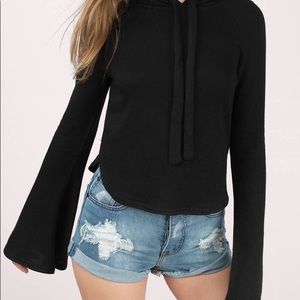 Tobi black bell sleeve hoodie